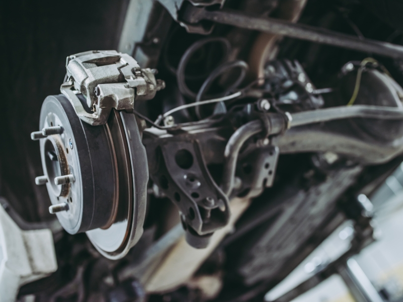 Closeup of the brake system of a vechile
