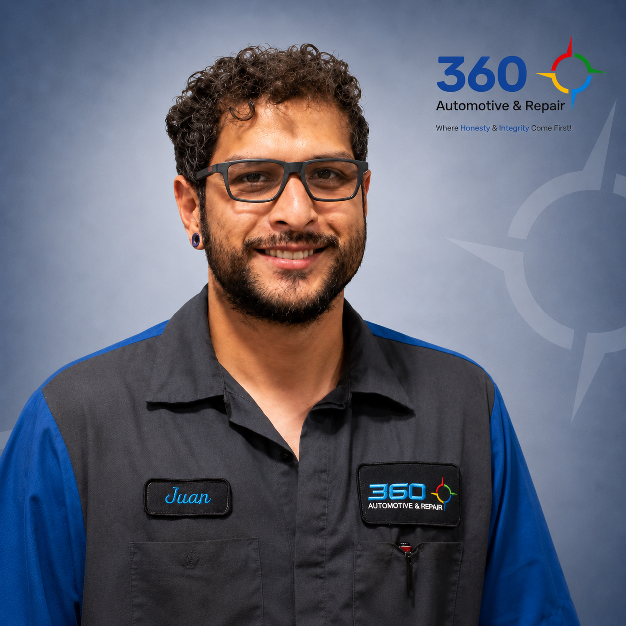 Juan, smiling automotive technician at 360 Automotive & Repair